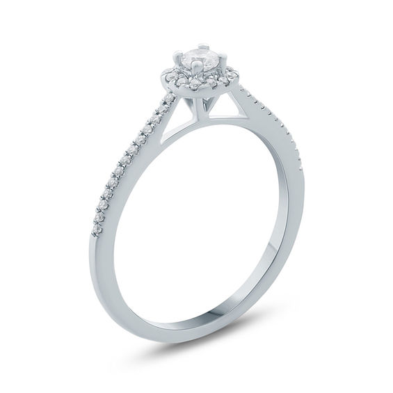1/4 CT. T.w. Diamond Cushion Frame Promise Ring in 10K White Gold