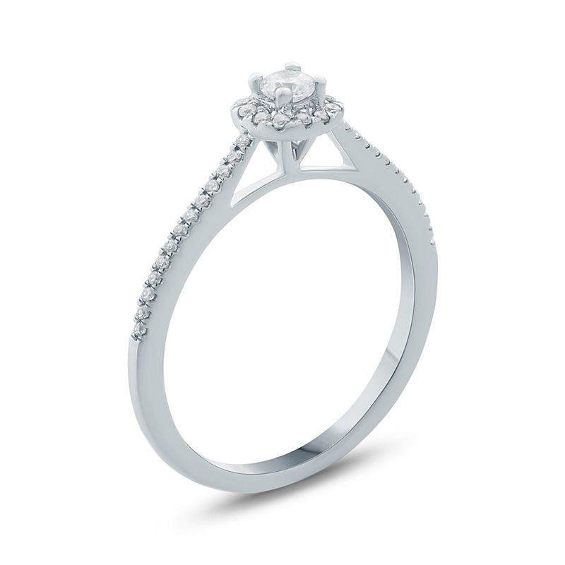 Main Image 2 of 1/4 CT. T.W. Diamond Cushion Frame Promise Ring in 10K White Gold