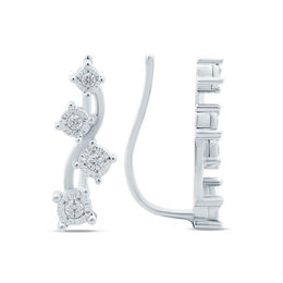 1/6 CT. T.W. Diamond Curve Crawler Earrings in Sterling Silver