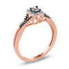 Thumbnail Image 1 of 1/10 CT. T.W. Champagne and White Diamond Frame Twist Shank Promise Ring in 10K Rose Gold