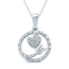 Thumbnail Image 0 of 1/10 CT. T.W. Diamond Swirl Arrow Heart Pendant in Sterling Silver