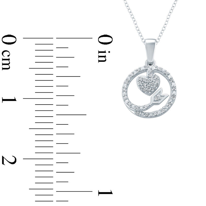 1/10 CT. T.W. Diamond Swirl Arrow Heart Pendant in Sterling Silver