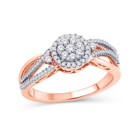 1/3 CT. T.w. Composite Diamond Swirl Frame Split Shank Ring in 10K Rose Gold