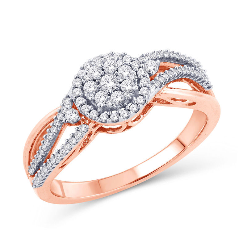 Rady - ♡Rady♡ 1/3 CT. T.W. Composite Diamond Swirl Frame Split Shank Ring