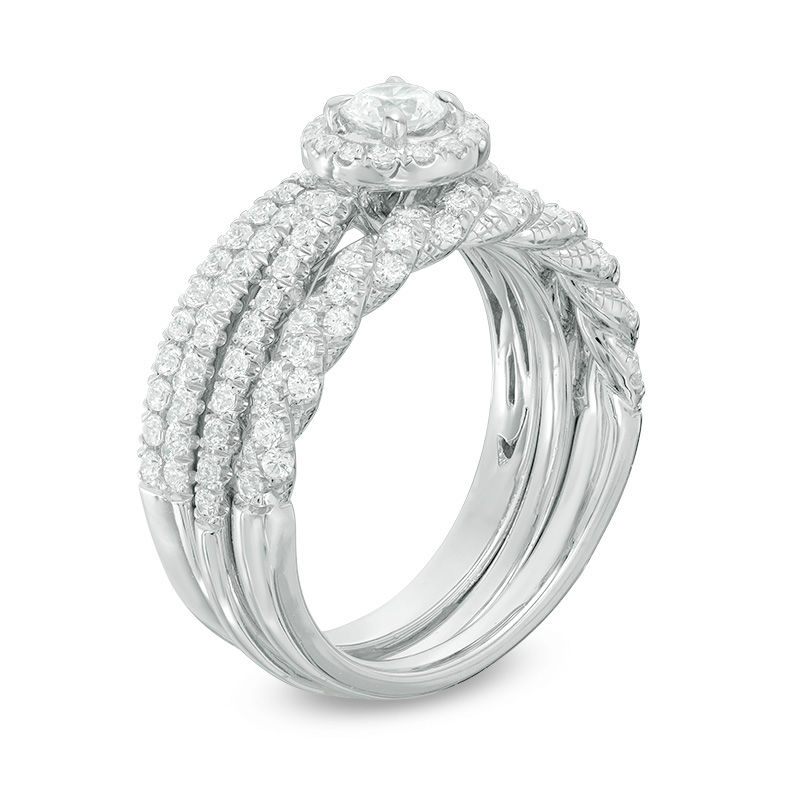 Main Image 2 of 1-1/4 CT. T.W. Diamond Frame Three Piece Bridal Set in 14K White Gold