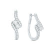 Thumbnail Image 0 of Ever Us® 1 CT. T.W. Two-Stone Diamond Bypass Hoop Earrings in 14K White Gold
