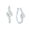 Thumbnail Image 1 of Ever Us® 1 CT. T.W. Two-Stone Diamond Bypass Hoop Earrings in 14K White Gold