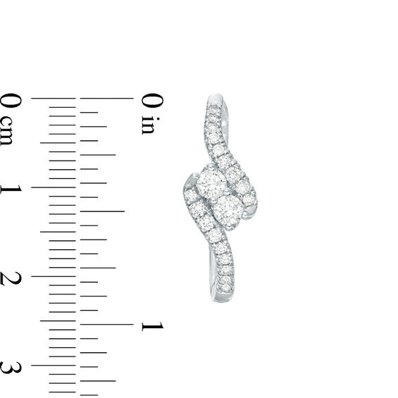 Ever Us® 1 CT. T.w. Two-Stone Diamond Bypass Hoop Earrings in 14K White Gold