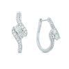 Thumbnail Image 1 of Ever Us® 1-1/2 CT. T.W. Two-Stone Diamond Bypass Hoop Earrings in 14K White Gold