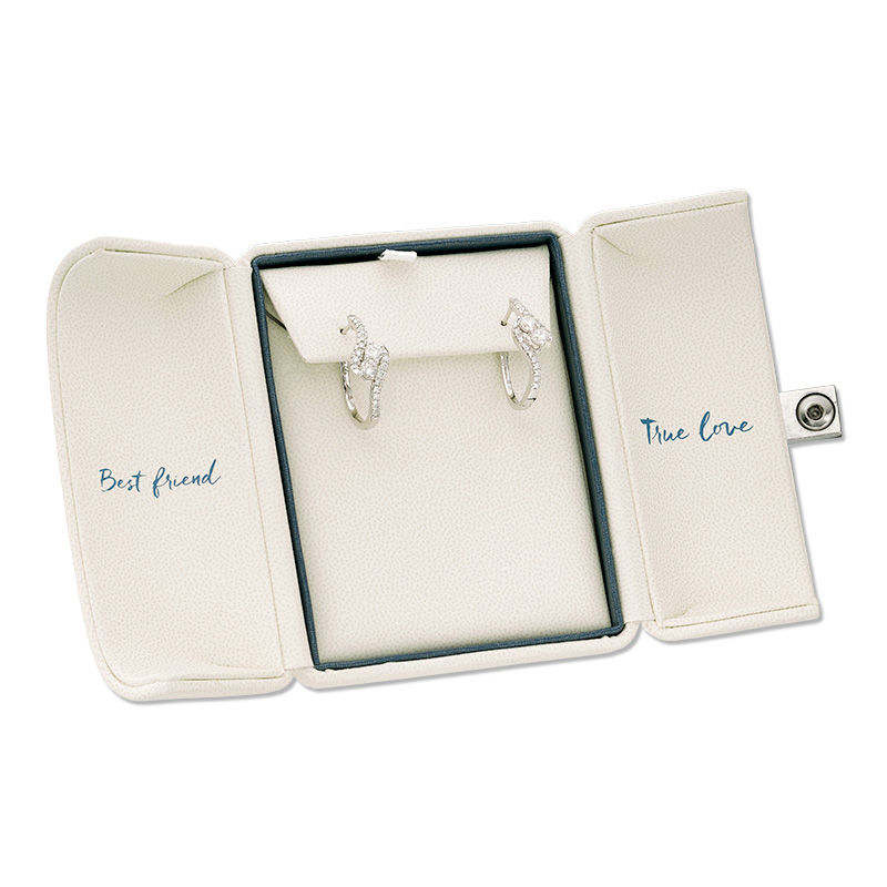 Main Image 2 of Ever Us® 1-1/2 CT. T.W. Two-Stone Diamond Bypass Hoop Earrings in 14K White Gold