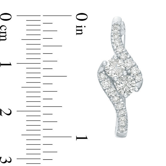 Ever UsÂ® 1-1/2 CT. T.w. Two-Stone Diamond Bypass Hoop Earrings in 14K White Gold