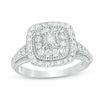 Thumbnail Image 1 of 3/4 CT. T.W. Princess-Cut Diamond Double Frame Vintage-Style Engagement Ring in 14K White Gold