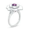 Thumbnail Image 2 of Amethyst with White Enamel Rose Ring in Sterling Silver