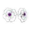 Thumbnail Image 1 of Amethyst with White Enamel Rose Stud Earrings in Sterling Silver
