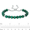 Thumbnail Image 1 of 8.0mm Malachite Bead Bolo Bracelet in Sterling Silver - 9.0"