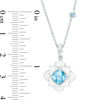 Thumbnail Image 2 of Cushion-Cut Swiss Blue Topaz with White Enamel Lotus Pendant in Sterling Silver