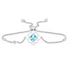 Thumbnail Image 1 of Cushion-Cut Swiss Blue Topaz with White Enamel Lotus Bolo Bracelet in Sterling Silver - 9"