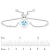Thumbnail Image 2 of Cushion-Cut Swiss Blue Topaz with White Enamel Lotus Bolo Bracelet in Sterling Silver - 9"