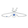 Thumbnail Image 1 of Lab-Created Ceylon Blue Sapphire with White Enamel Daisy Bolo Bracelet in Sterling Silver - 9"