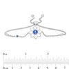 Thumbnail Image 2 of Lab-Created Ceylon Blue Sapphire with White Enamel Daisy Bolo Bracelet in Sterling Silver - 9"