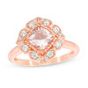 Thumbnail Image 1 of Cushion-Cut Morganite and White Sapphire Lotus Ring in 10K Rose Gold