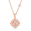 Thumbnail Image 1 of Cushion-Cut Morganite and White Sapphire Lotus Pendant in 10K Rose Gold