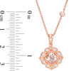 Thumbnail Image 2 of Cushion-Cut Morganite and White Sapphire Lotus Pendant in 10K Rose Gold