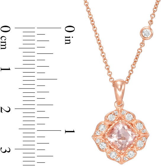 Cushion-Cut Morganite and White Sapphire Lotus Pendant in 10K Rose Gold