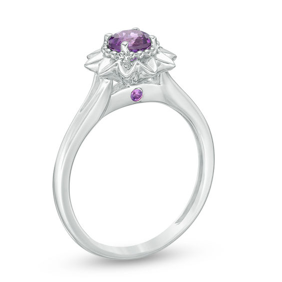 Amethyst Aster Daisy Ring in 10K White Gold
