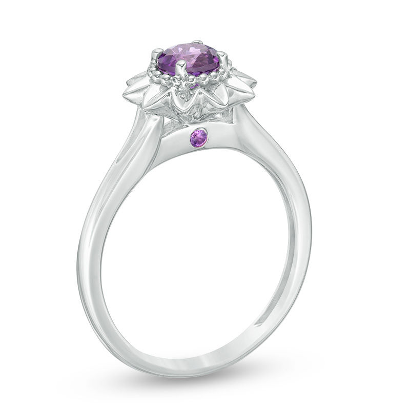 Main Image 2 of Amethyst Aster Daisy Ring in 10K White Gold