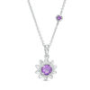 Thumbnail Image 1 of Amethyst Aster Daisy Pendant in 10K White Gold