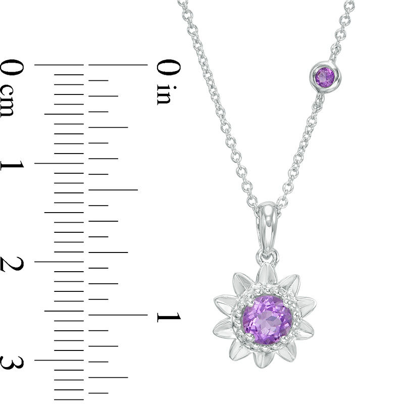 Main Image 2 of Amethyst Aster Daisy Pendant in 10K White Gold