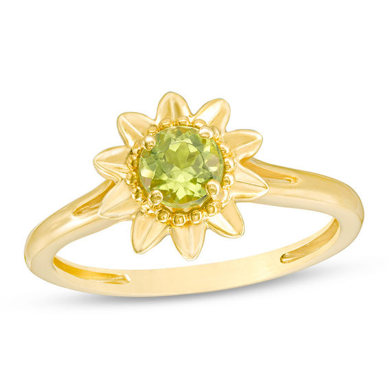 Peridot Aster Daisy Ring in 10K Gold