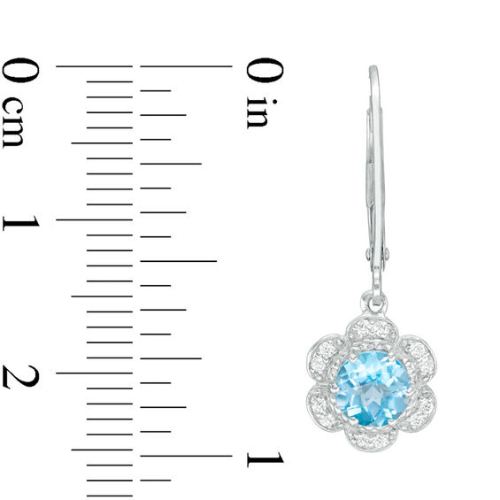 Swiss Blue Topaz and White Sapphire Tulip Drop Earrings in 10K White Gold