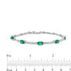 Thumbnail Image 4 of Oval Lab-Created Emerald and Diamond Accent Bracelet in Sterling Silver - 7.25"