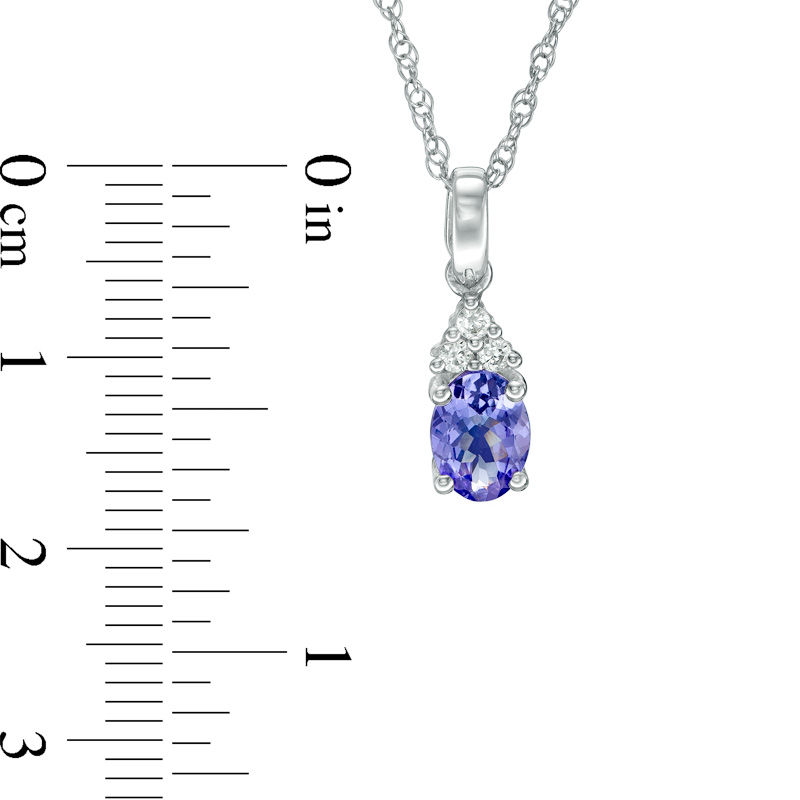Main Image 3 of Oval Tanzanite and Lab-Created White Sapphire Pendant and Earrings Set in Sterling Silver
