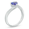 Thumbnail Image 2 of 6.0mm Trillion-Cut Tanzanite and Diamond Accent Bypass Ring in Sterling Silver