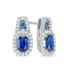 Thumbnail Image 1 of Cushion-Cut Lab-Created Blue and White Sapphire Frame Drop Earrings in Sterling Silver