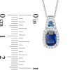 Thumbnail Image 1 of Cushion-Cut Lab-Created Blue and White Sapphire Frame Pendant in Sterling Silver