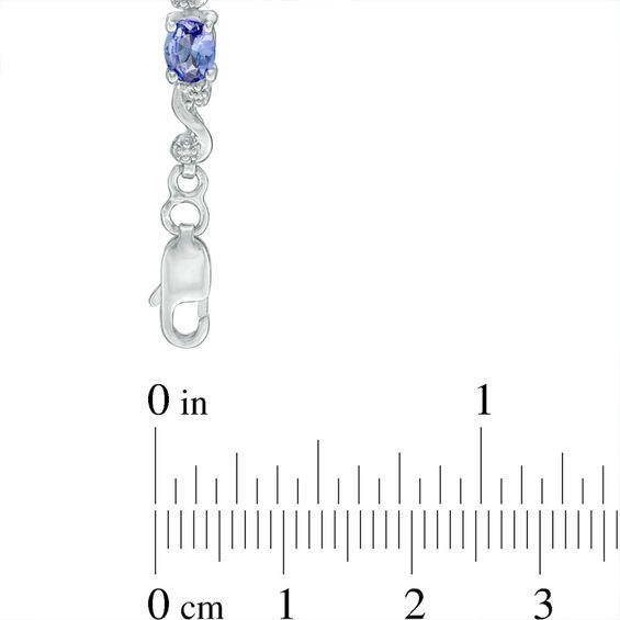 Oval Tanzanite and Diamond Accent "S" Bracelet in Sterling Silver - 7.25"