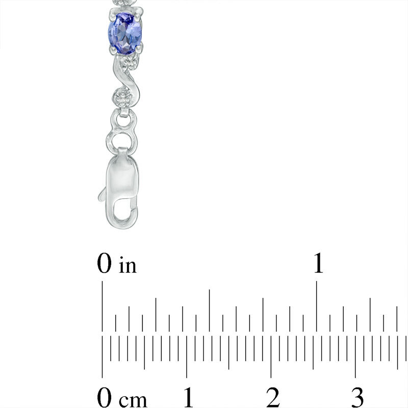 Oval Tanzanite and Diamond Accent "S" Bracelet in Sterling Silver - 7.25"
