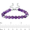 Thumbnail Image 1 of 8.0mm Amethyst Bead Bolo Bracelet in Sterling Silver - 9.0"