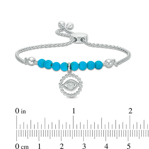 4.0mm Lab-Created Turquoise and London Blue Topaz Evil Eye Charm Bolo Bracelet in Sterling Silver - 9.0"