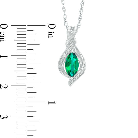 Marquise Lab-Created Emerald and White Sapphire Pendant and Drop Earrings Set in Sterling Silver