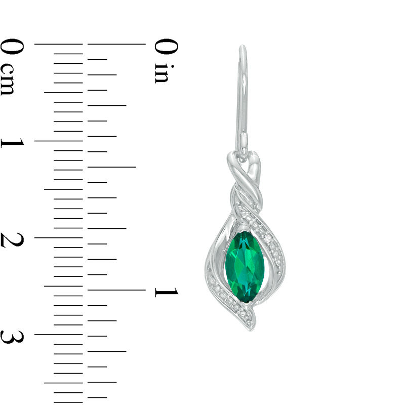 Main Image 3 of Marquise Lab-Created Emerald and White Sapphire Pendant and Drop Earrings Set in Sterling Silver