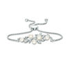 Thumbnail Image 1 of 5.0-5.5mm Button Freshwater Cultured Pearl and Lab-Created White Sapphire Vine Bolo Bracelet in Sterling Silver-8.0"