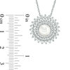 Thumbnail Image 2 of 7.0mm Freshwater Cultured Pearl and Lab-Created White Sapphire Sunburst Frame Pendant in Sterling Silver