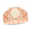 Thumbnail Image 1 of Oval Opal and 1/2 CT. T.W. Diamond Vintage-Style Ring in 14K Rose Gold