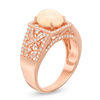 Thumbnail Image 2 of Oval Opal and 1/2 CT. T.W. Diamond Vintage-Style Ring in 14K Rose Gold