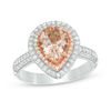 Thumbnail Image 1 of Pear-Shaped Morganite and 1/2 CT. T.W. Diamond Frame Ring in 14K Two-Tone Gold